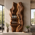 Solid Wood Wall Wine Rack with Glass Holder - Architectural Slab - main view