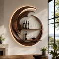 Solid Wood Wall Wine Rack with Glass Holder - Live Edge Gallery - main view