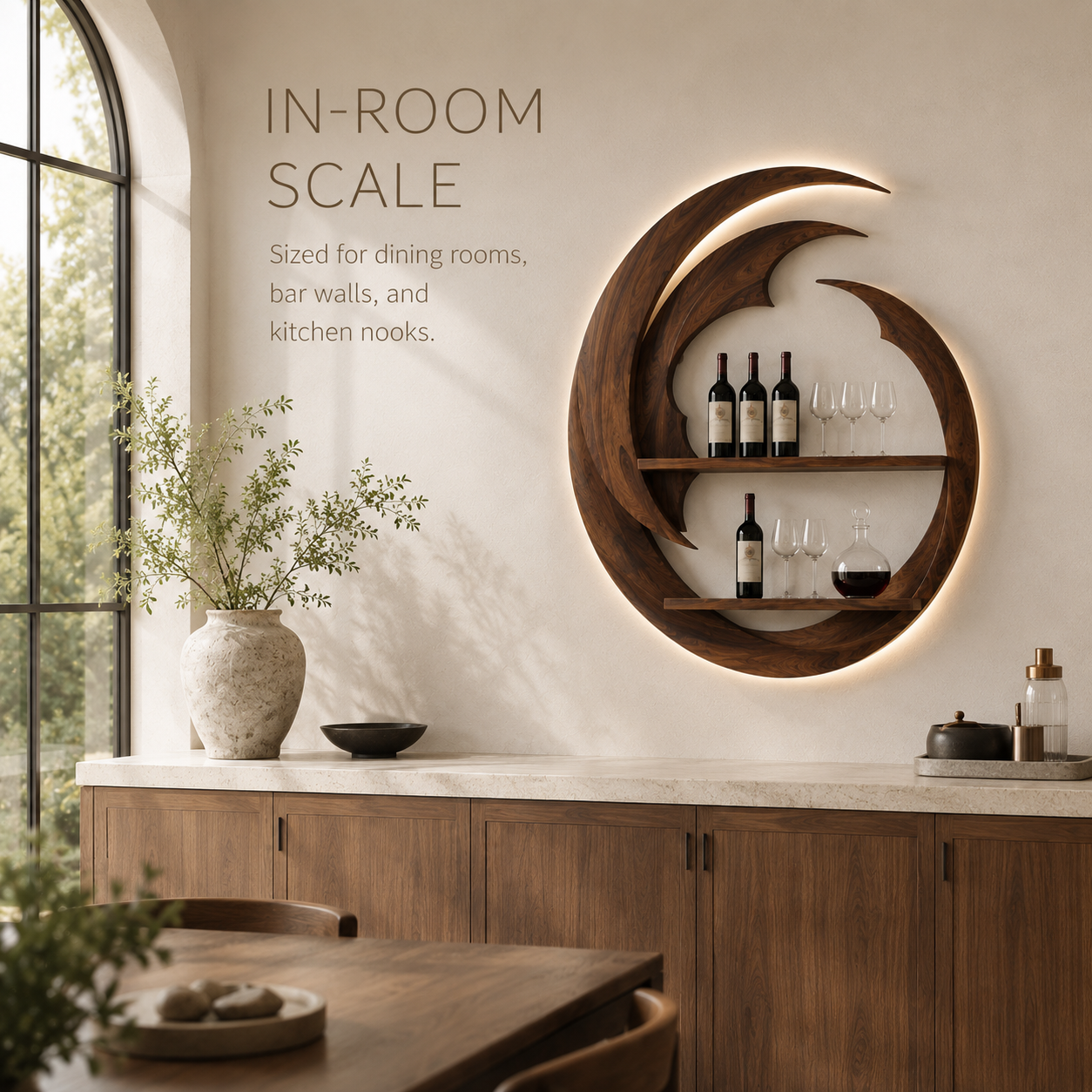Solid Wood Wall Wine Rack with Glass Holder - Live Edge Gallery - product image 04