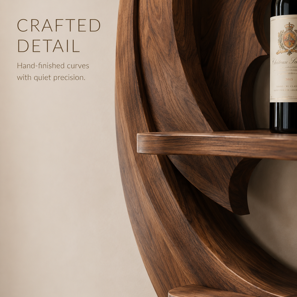 Solid Wood Wall Wine Rack with Glass Holder - Live Edge Gallery - product image 06