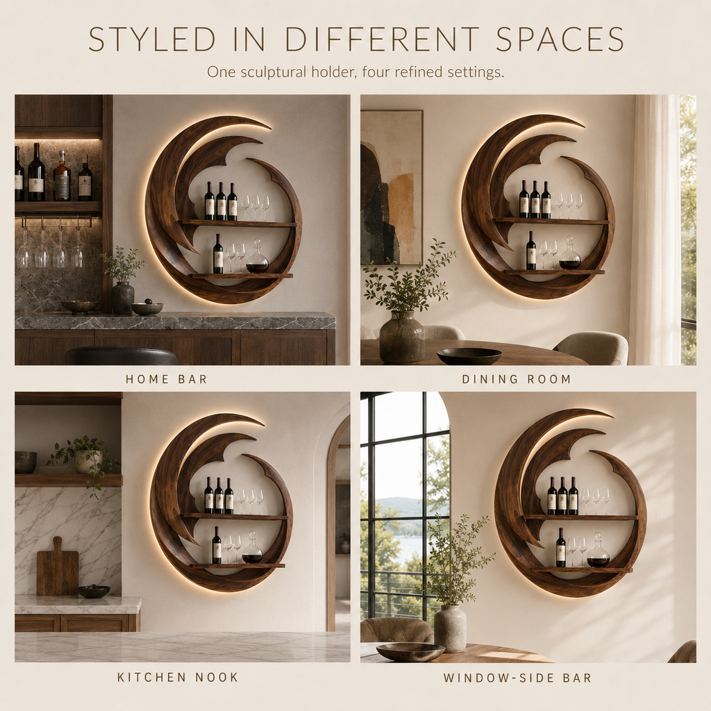 Solid Wood Wall Wine Rack with Glass Holder - Live Edge Gallery - product image 10