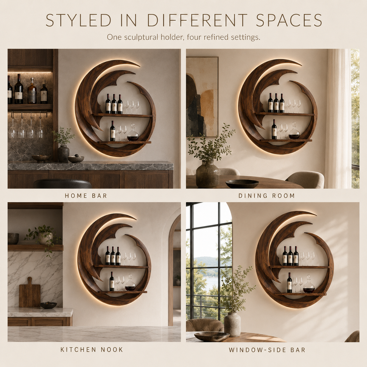 Solid Wood Wall Wine Rack with Glass Holder - Live Edge Gallery - product image 10