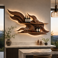 Solid Wood Wall Wine Rack with Glass Holder - Organic Branch - main view