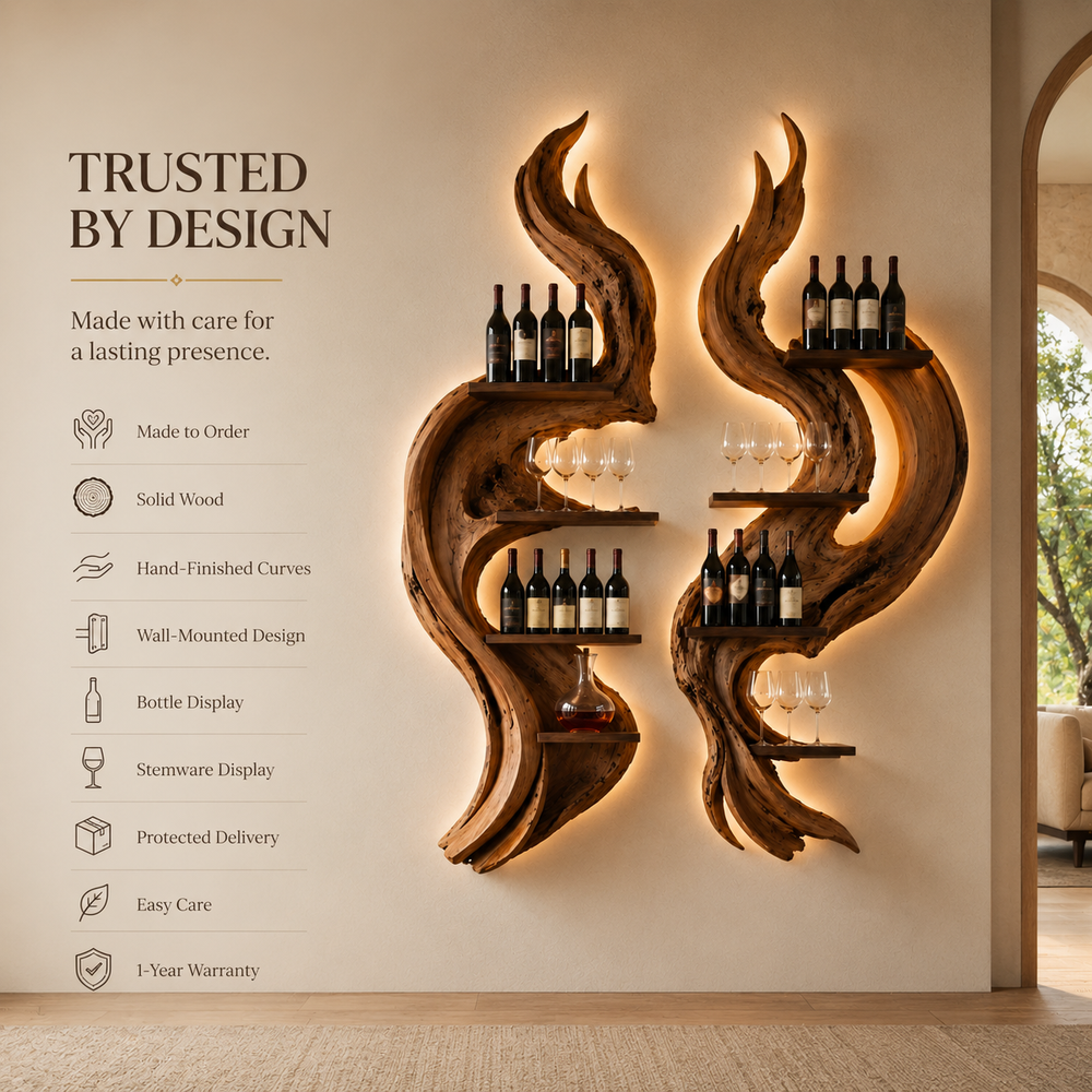 Solid Wood Wall Wine Rack with Glass Holder - Cellular Display - product image 09