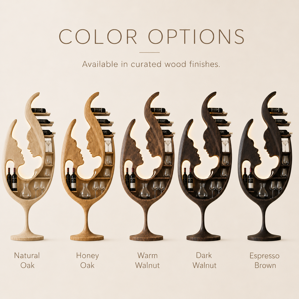 Solid Wood Wall Wine Rack with Glass Holder - Gallery Wave - product image 03