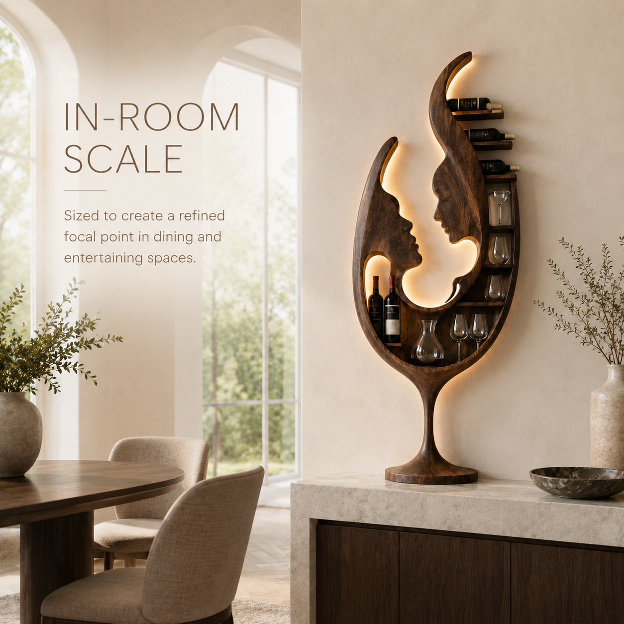Solid Wood Wall Wine Rack with Glass Holder - Gallery Wave - product image 05