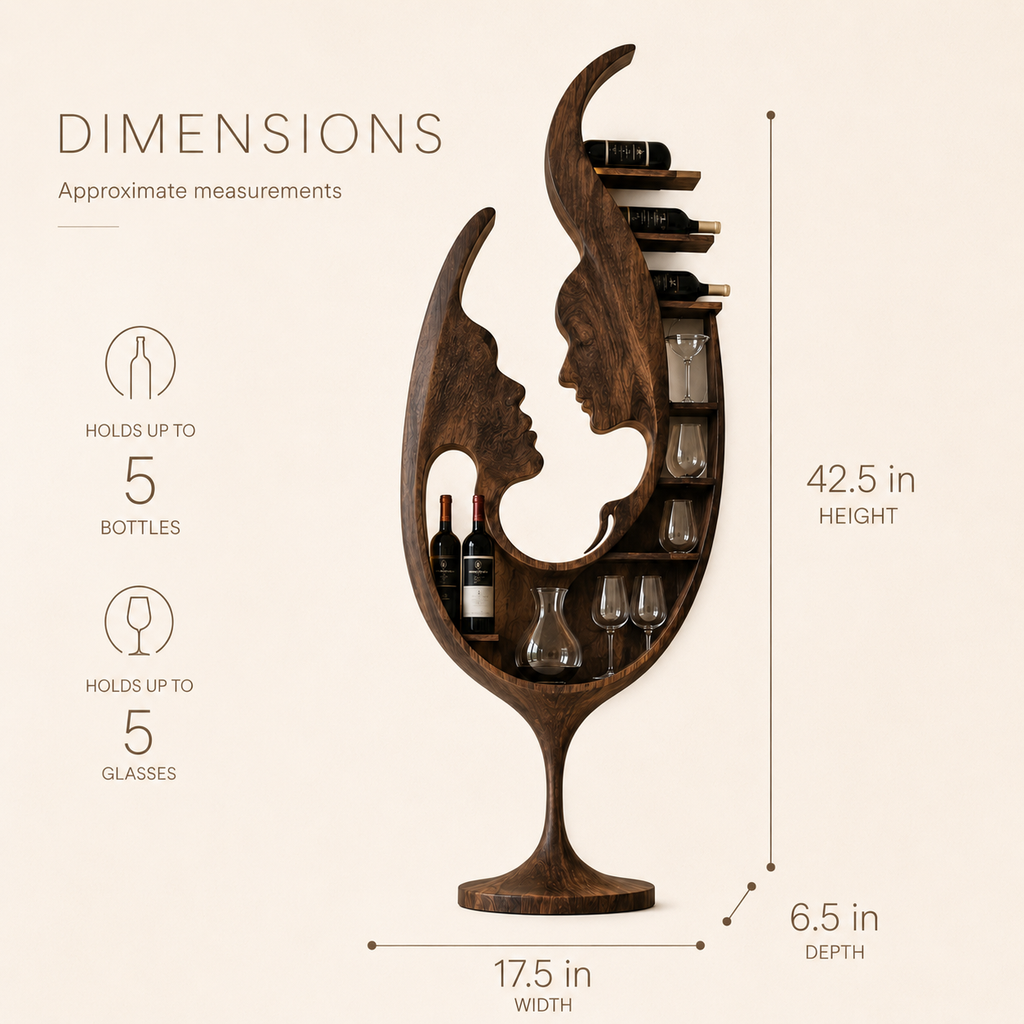 Solid Wood Wall Wine Rack with Glass Holder - Gallery Wave - product image 09