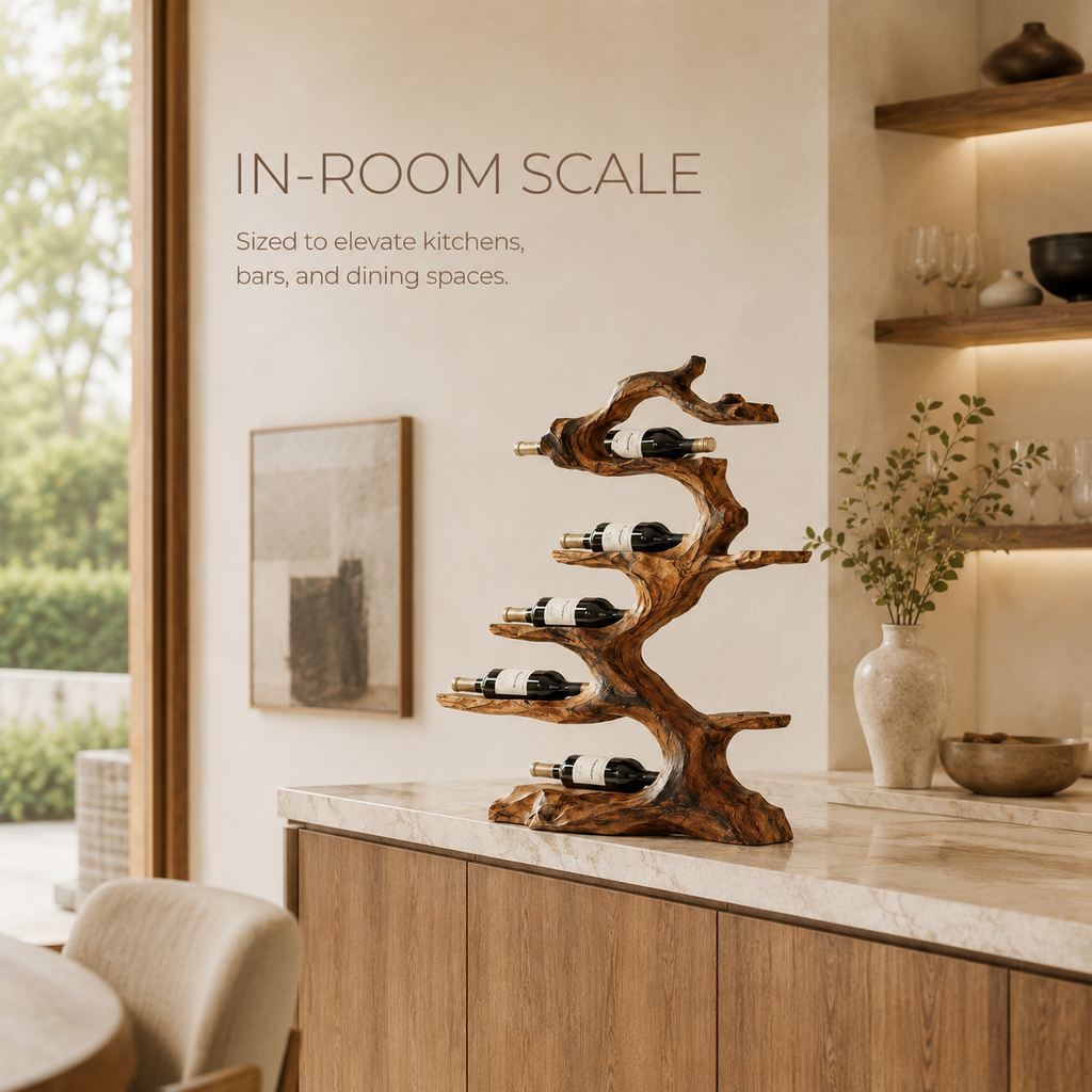 Solid Wood Wall Wine Rack with Glass Holder - Gallery Wave - product image 04