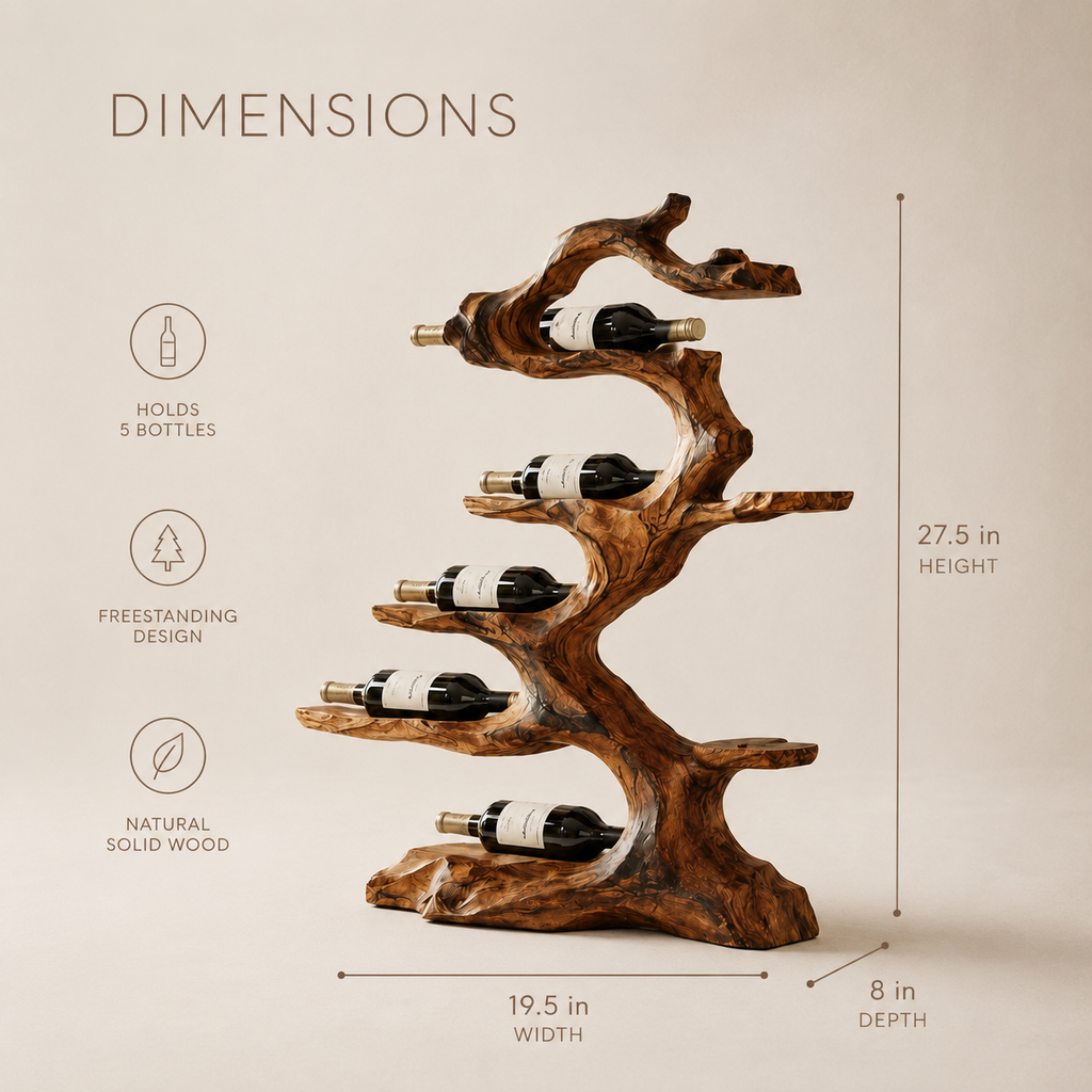 Solid Wood Wall Wine Rack with Glass Holder - Gallery Wave - product image 08