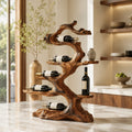 Solid Wood Wall Wine Rack with Glass Holder - Gallery Wave - Design 224 - square cover image