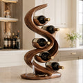 Solid Wood Wall Wine Rack with Glass Holder - Carved Halo - Design 225 - square cover image
