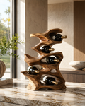 Solid Wood Wall Wine Rack with Glass Holder - Root Form - main view