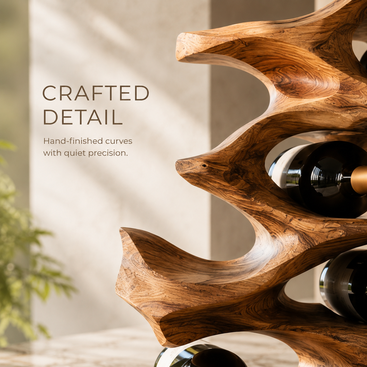 Solid Wood Wall Wine Rack with Glass Holder - Root Form - product image 06