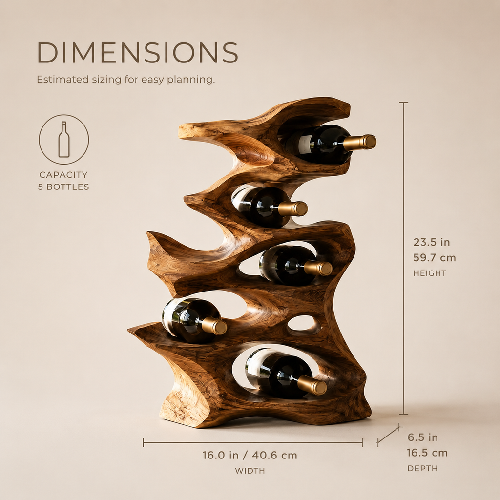 Solid Wood Wall Wine Rack with Glass Holder - Root Form - product image 08