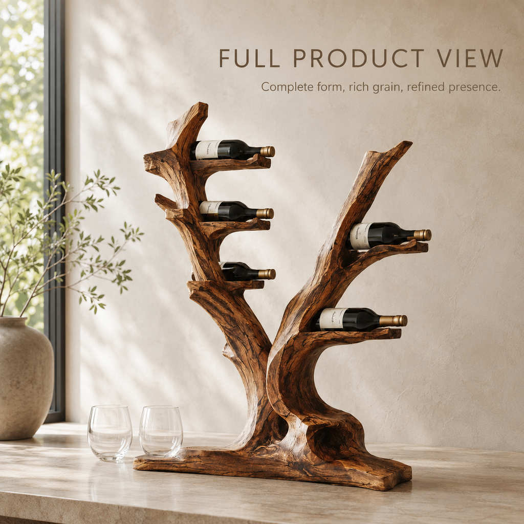 Solid Wood Wall Wine Rack with Glass Holder - Crescent Wall - product image 03