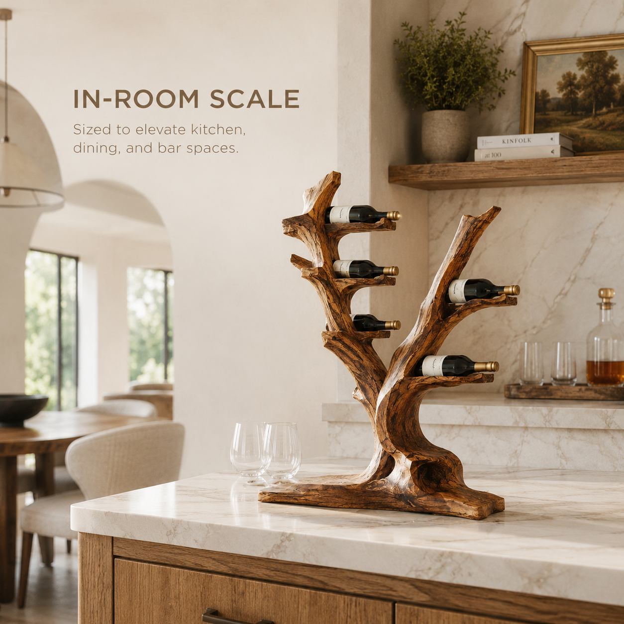 Solid Wood Wall Wine Rack with Glass Holder - Crescent Wall - product image 04