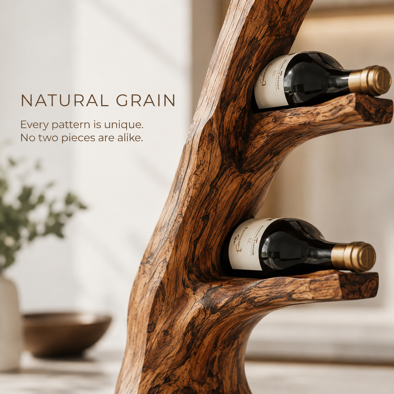 Solid Wood Wall Wine Rack with Glass Holder - Crescent Wall - product image 05