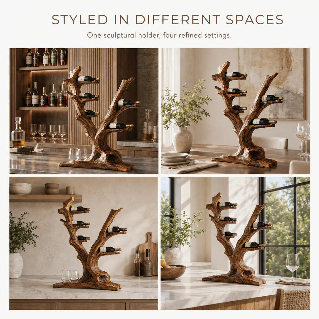 Solid Wood Wall Wine Rack with Glass Holder - Crescent Wall - product image 10
