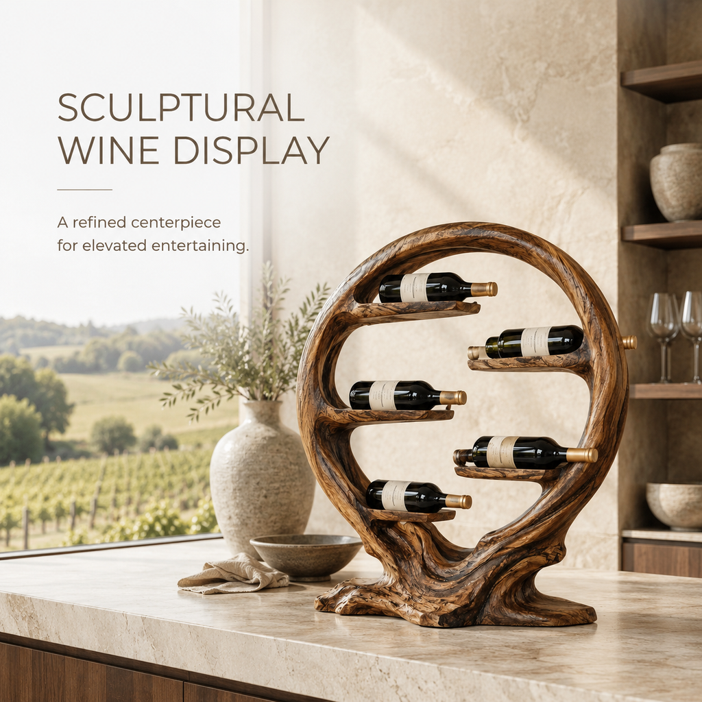 Solid Wood Wall Wine Rack with Glass Holder - Floating Rail - product image 02