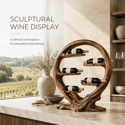 Solid Wood Wall Wine Rack with Glass Holder - Floating Rail - product image 02