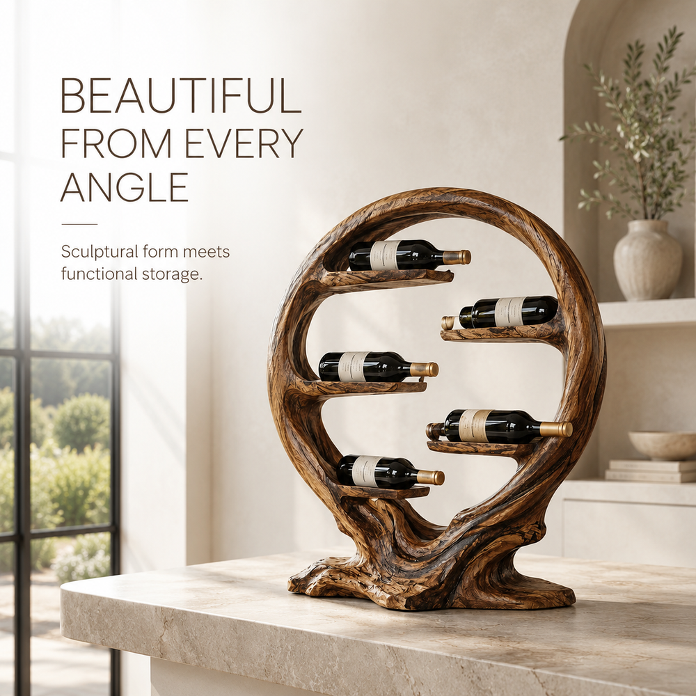 Solid Wood Wall Wine Rack with Glass Holder - Floating Rail - product image 03