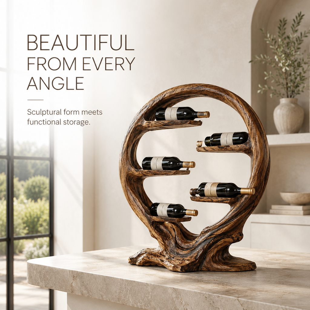 Solid Wood Wall Wine Rack with Glass Holder - Floating Rail - product image 03