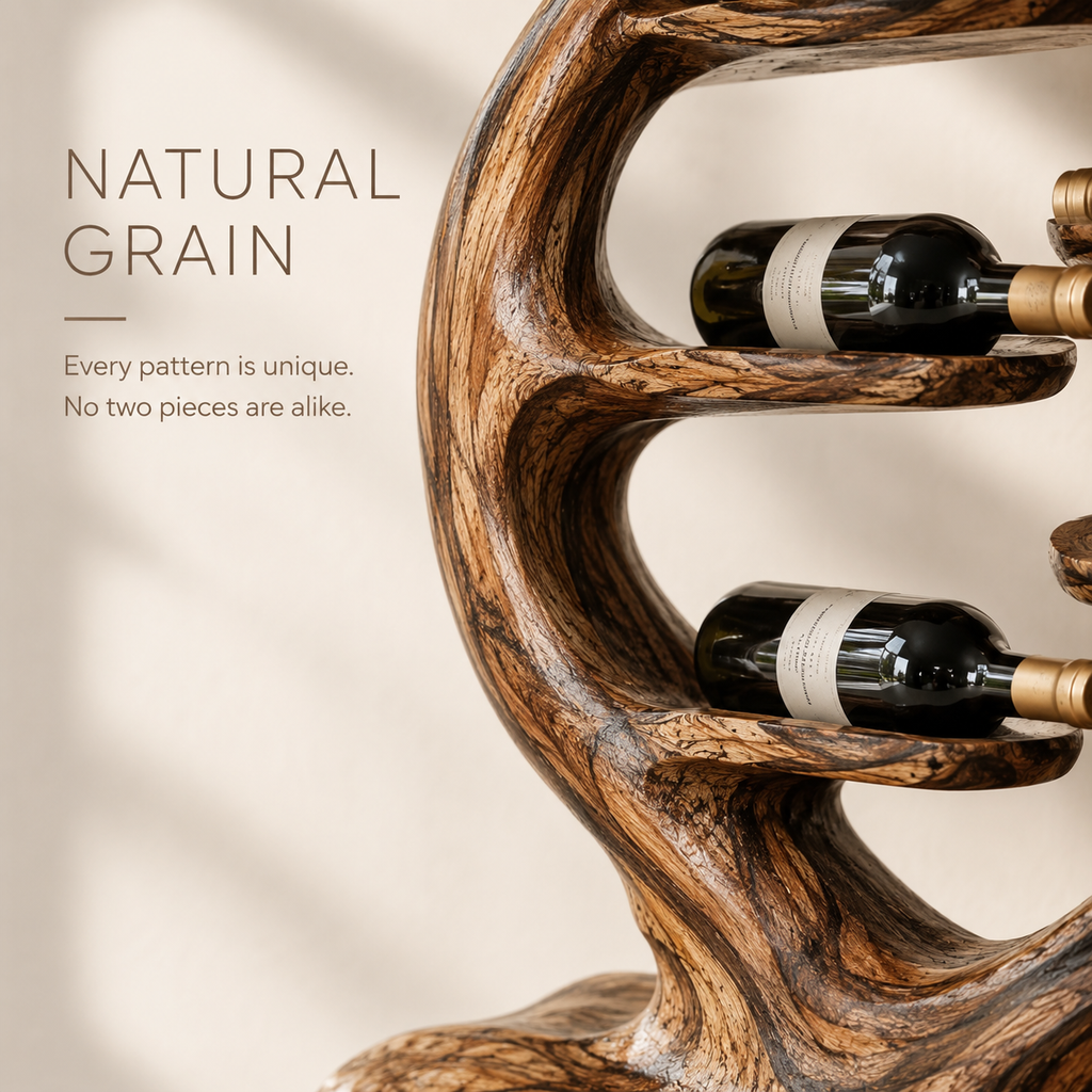 Solid Wood Wall Wine Rack with Glass Holder - Floating Rail - product image 05