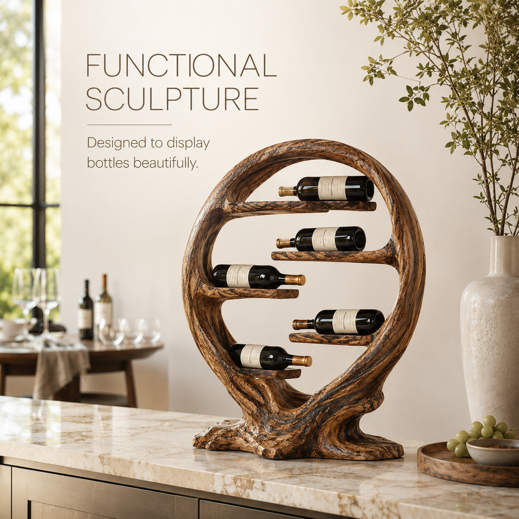 Solid Wood Wall Wine Rack with Glass Holder - Floating Rail - product image 07