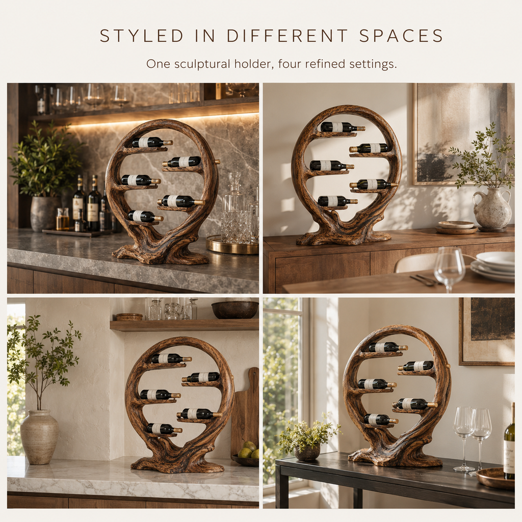 Solid Wood Wall Wine Rack with Glass Holder - Floating Rail - product image 10