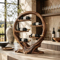 Solid Wood Wall Wine Rack with Glass Holder - Floating Rail - Design 228 - square cover image