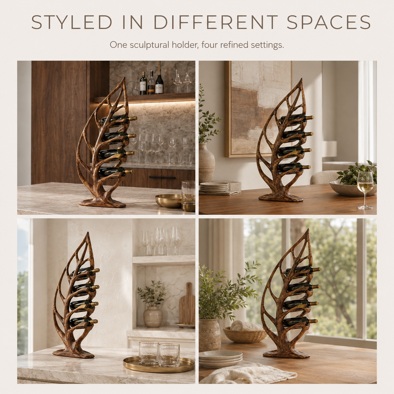Solid Wood Wall Wine Rack with Glass Holder - River Form - product image 11