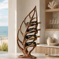 Solid Wood Wall Wine Rack with Glass Holder - River Form - Design 229 - square cover image