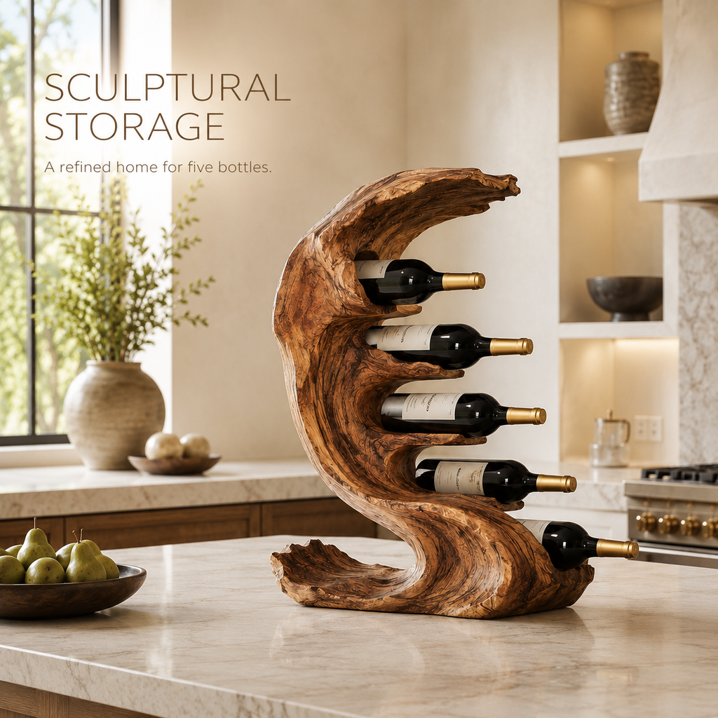 Solid Wood Wall Wine Rack with Glass Holder - Cellular Display - product image 02