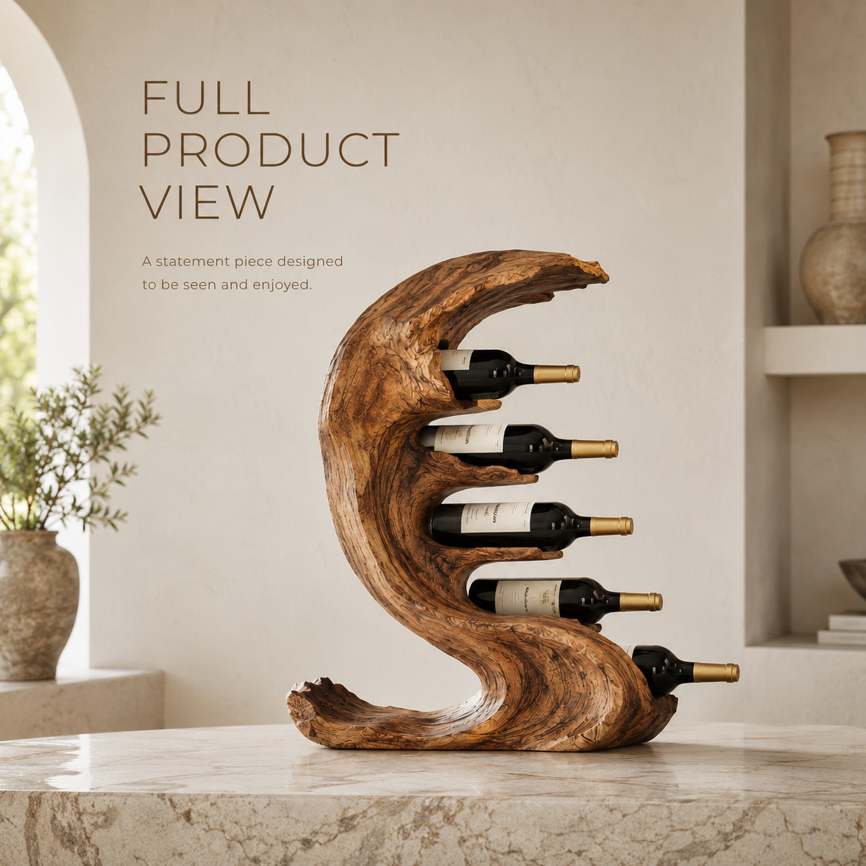 Solid Wood Wall Wine Rack with Glass Holder - Cellular Display - product image 03