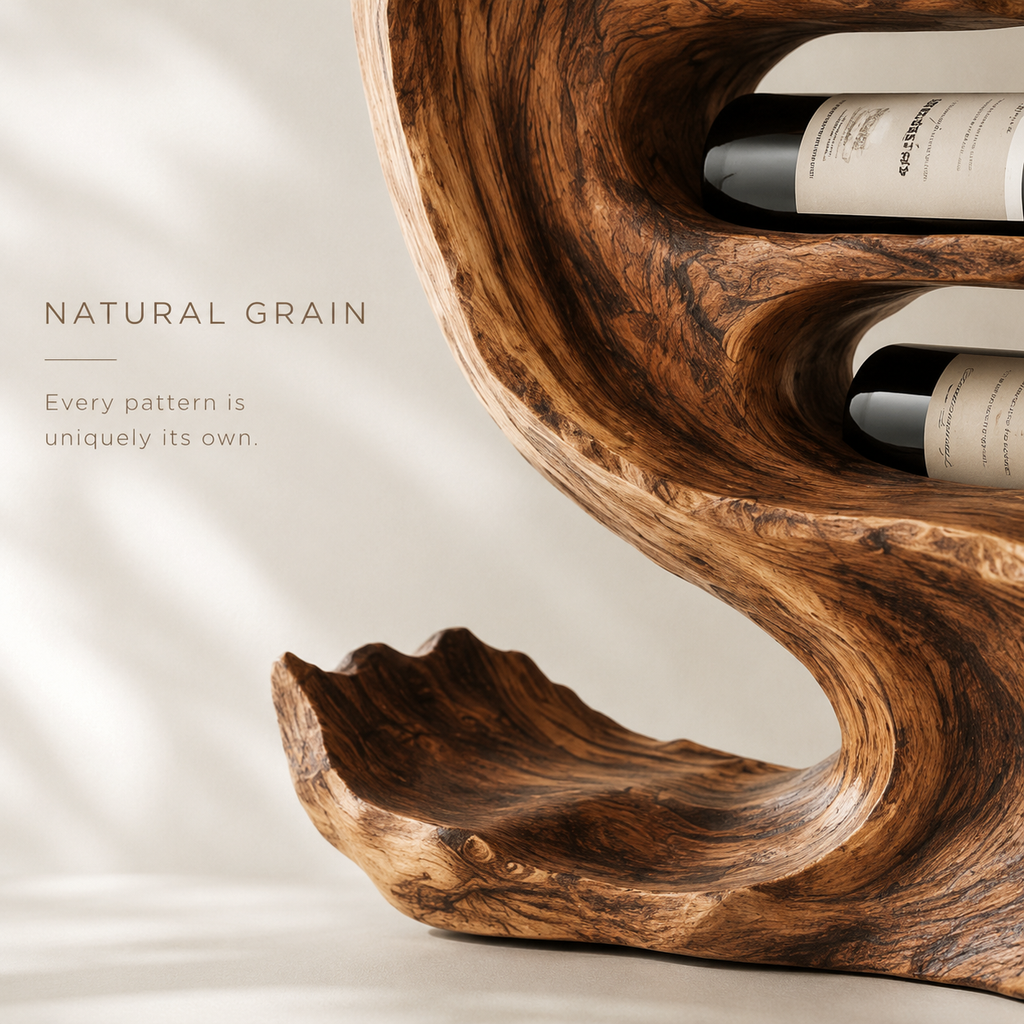 Solid Wood Wall Wine Rack with Glass Holder - Cellular Display - product image 05