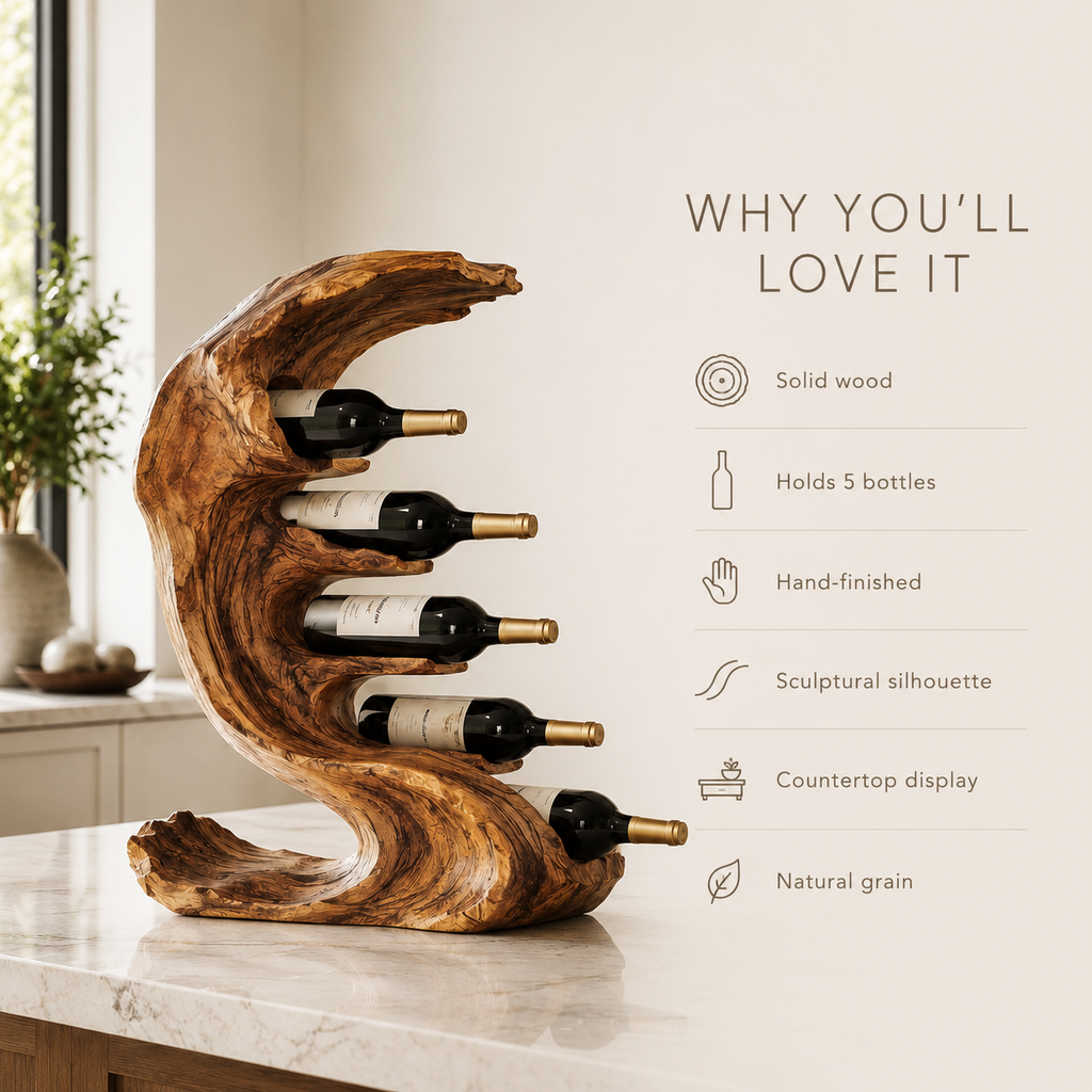 Solid Wood Wall Wine Rack with Glass Holder - Cellular Display - product image 09