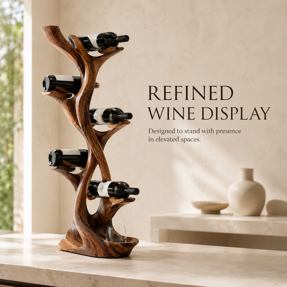 Solid Wood Wall Wine Rack with Glass Holder - Gallery Wave - product image 03