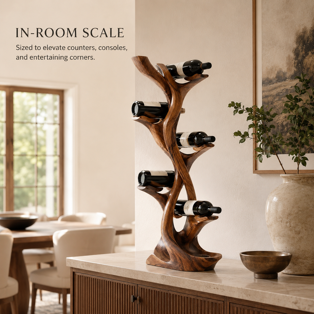 Solid Wood Wall Wine Rack with Glass Holder - Gallery Wave - product image 04
