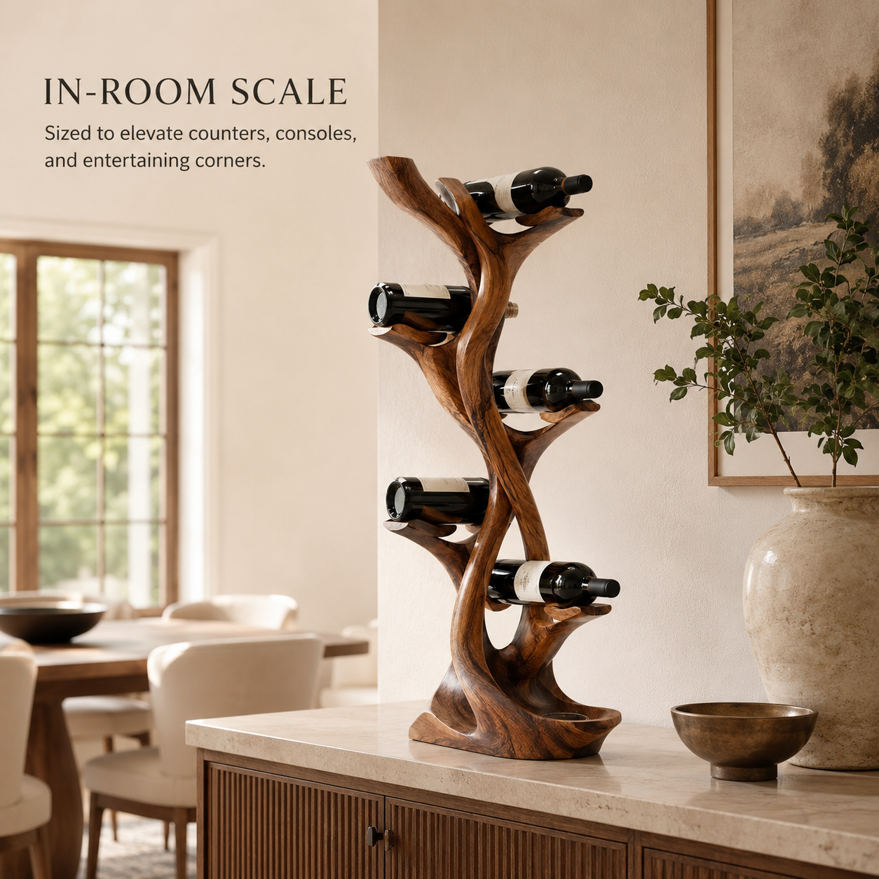 Solid Wood Wall Wine Rack with Glass Holder - Gallery Wave - product image 04