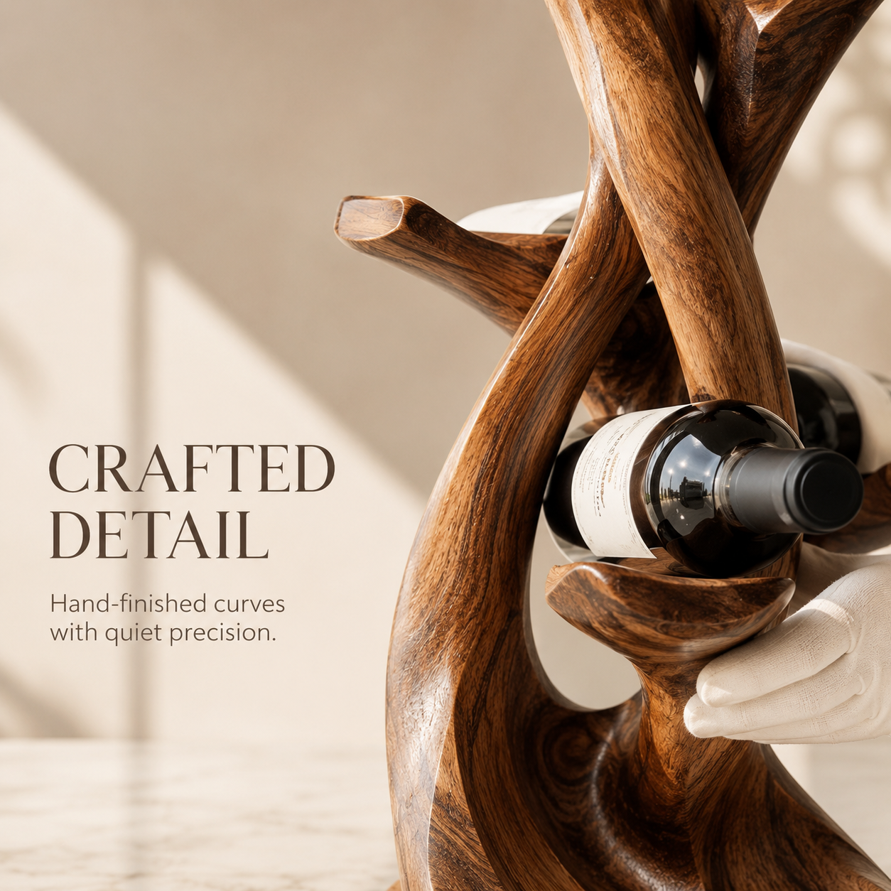 Solid Wood Wall Wine Rack with Glass Holder - Gallery Wave - product image 06