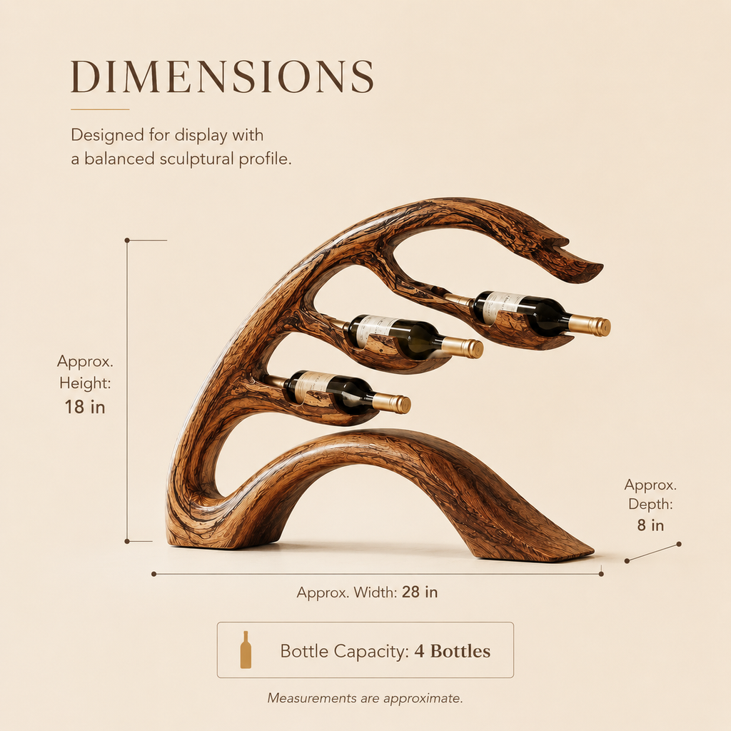 Solid Wood Wall Wine Rack with Glass Holder - Carved Halo - product image 08