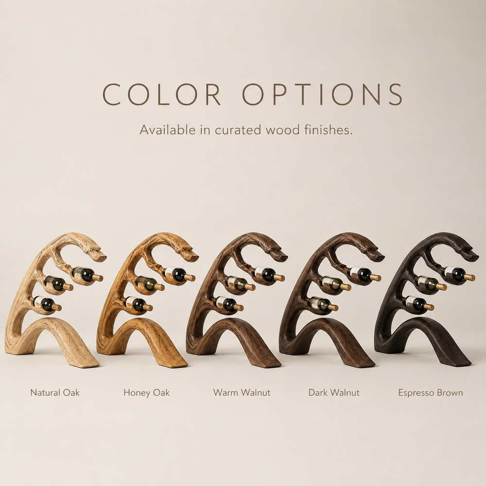 Solid Wood Wall Wine Rack with Glass Holder - Carved Halo - product image 11