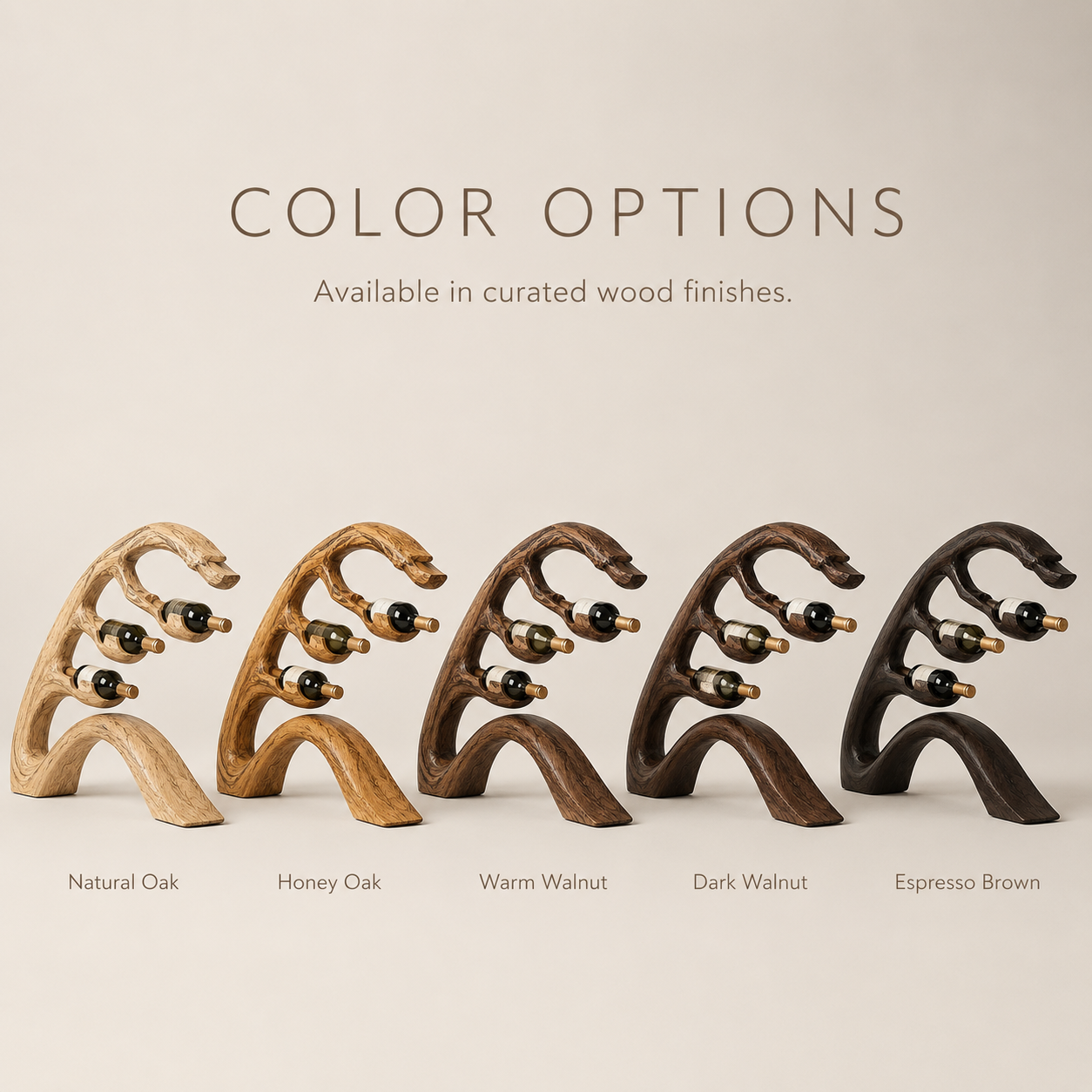 Solid Wood Wall Wine Rack with Glass Holder - Carved Halo - product image 11