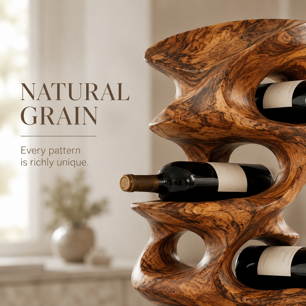 Solid Wood Wall Wine Rack with Glass Holder - Gallery Wave - product image 05