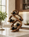 Solid Wood Wall Wine Rack with Glass Holder - Gallery Wave - main view