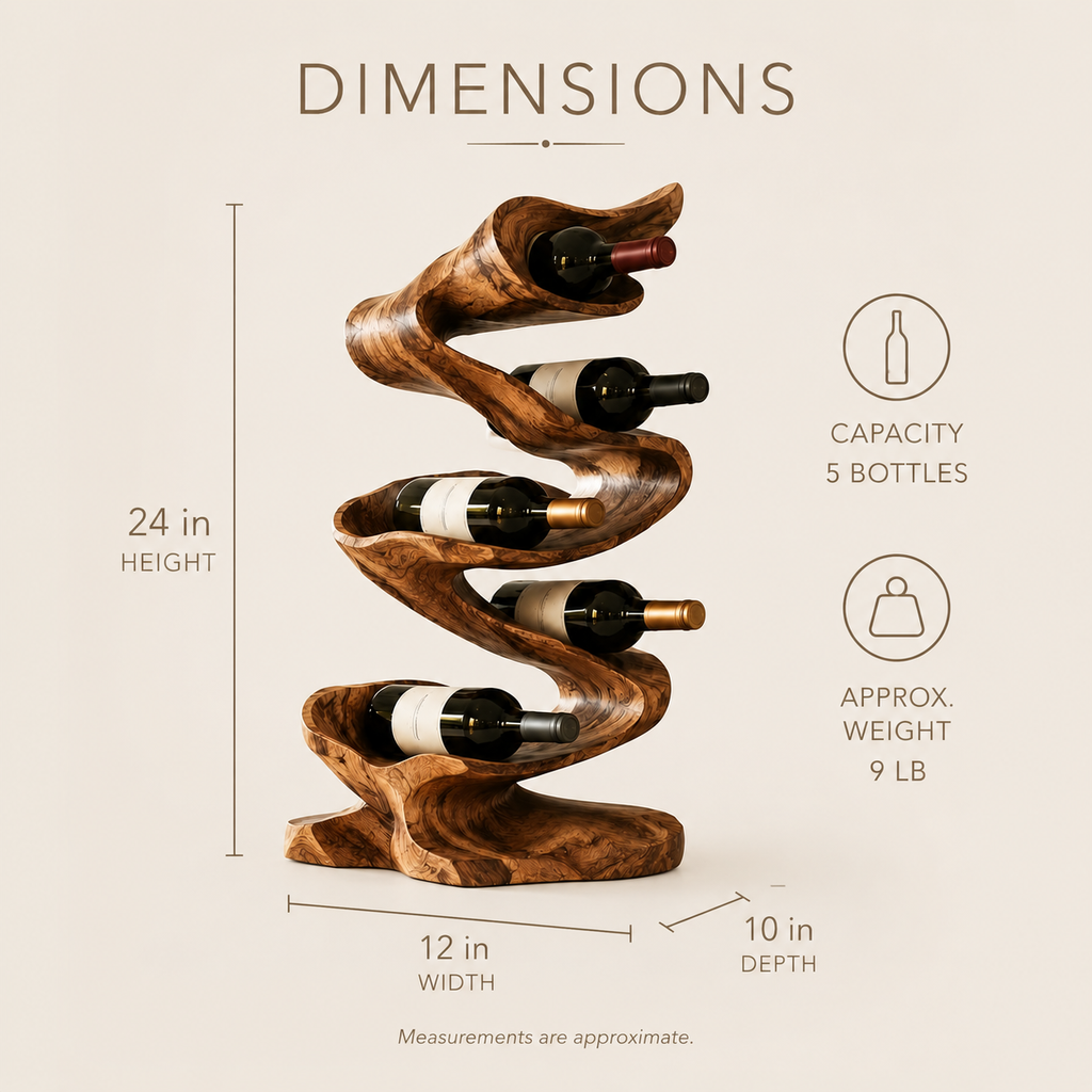 Solid Wood Wall Wine Rack with Glass Holder - Carved Halo - product image 08