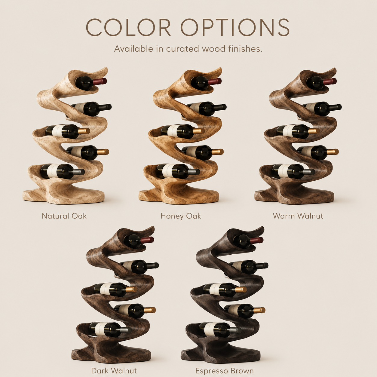 Solid Wood Wall Wine Rack with Glass Holder - Carved Halo - product image 11