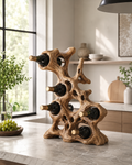 Solid Wood Wall Wine Rack with Glass Holder - Root Form - main view
