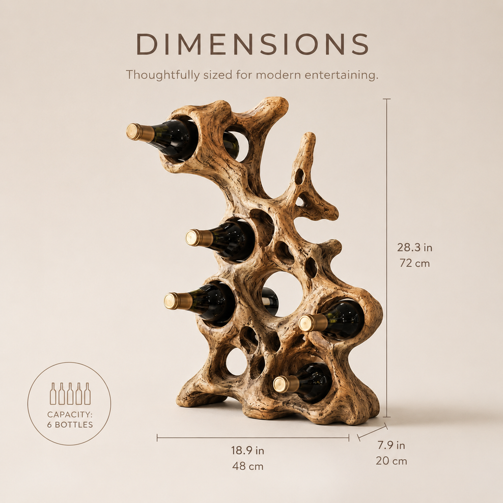 Solid Wood Wall Wine Rack with Glass Holder - Root Form - product image 08