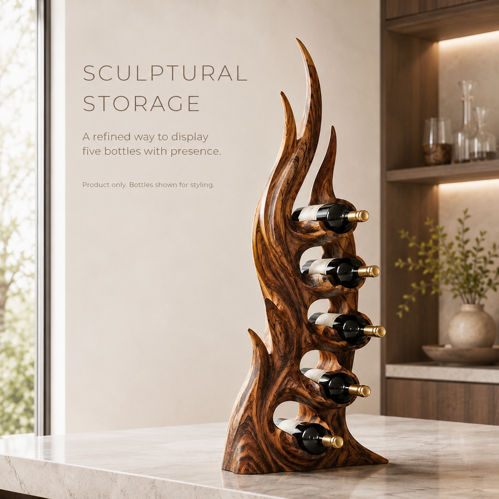 Solid Wood Wall Wine Rack with Glass Holder - Crescent Wall - product image 02